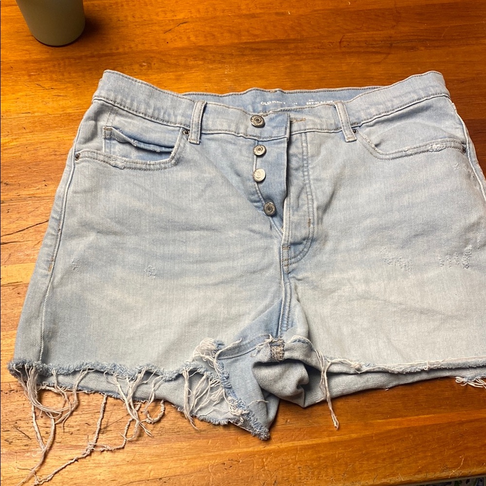 Old Navy Light Blue Jean Shorts with Frayed Hem